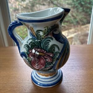 Vintage Hand Painted from Skyros, Greece, pitcher in EUC